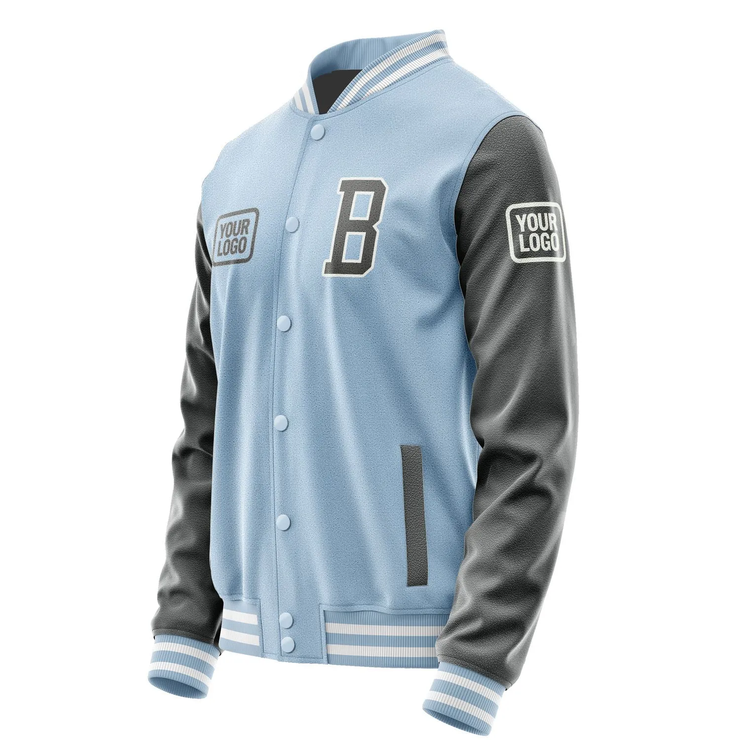 Custom Light Blue Dark Grey Jacket