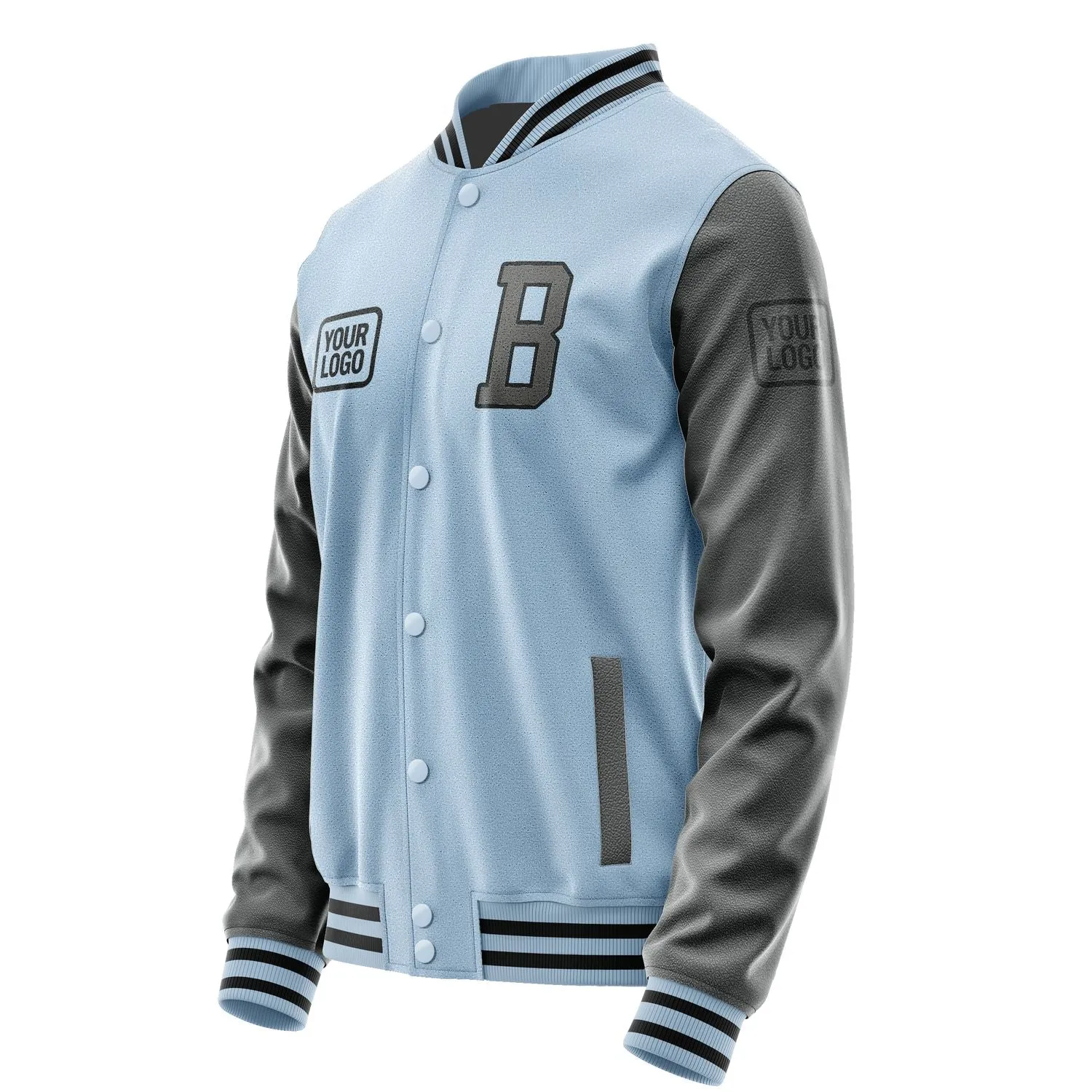 Custom Light Blue Dark Grey Jacket