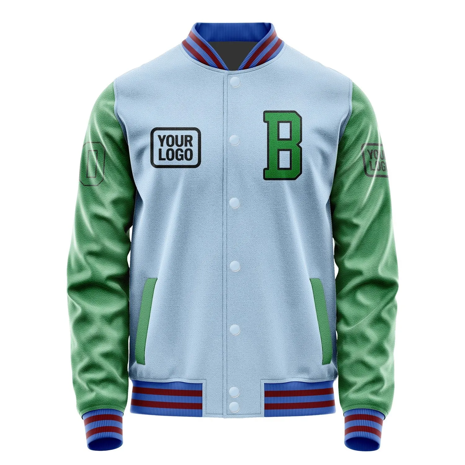 Custom Light Blue Emerald Green Jacket