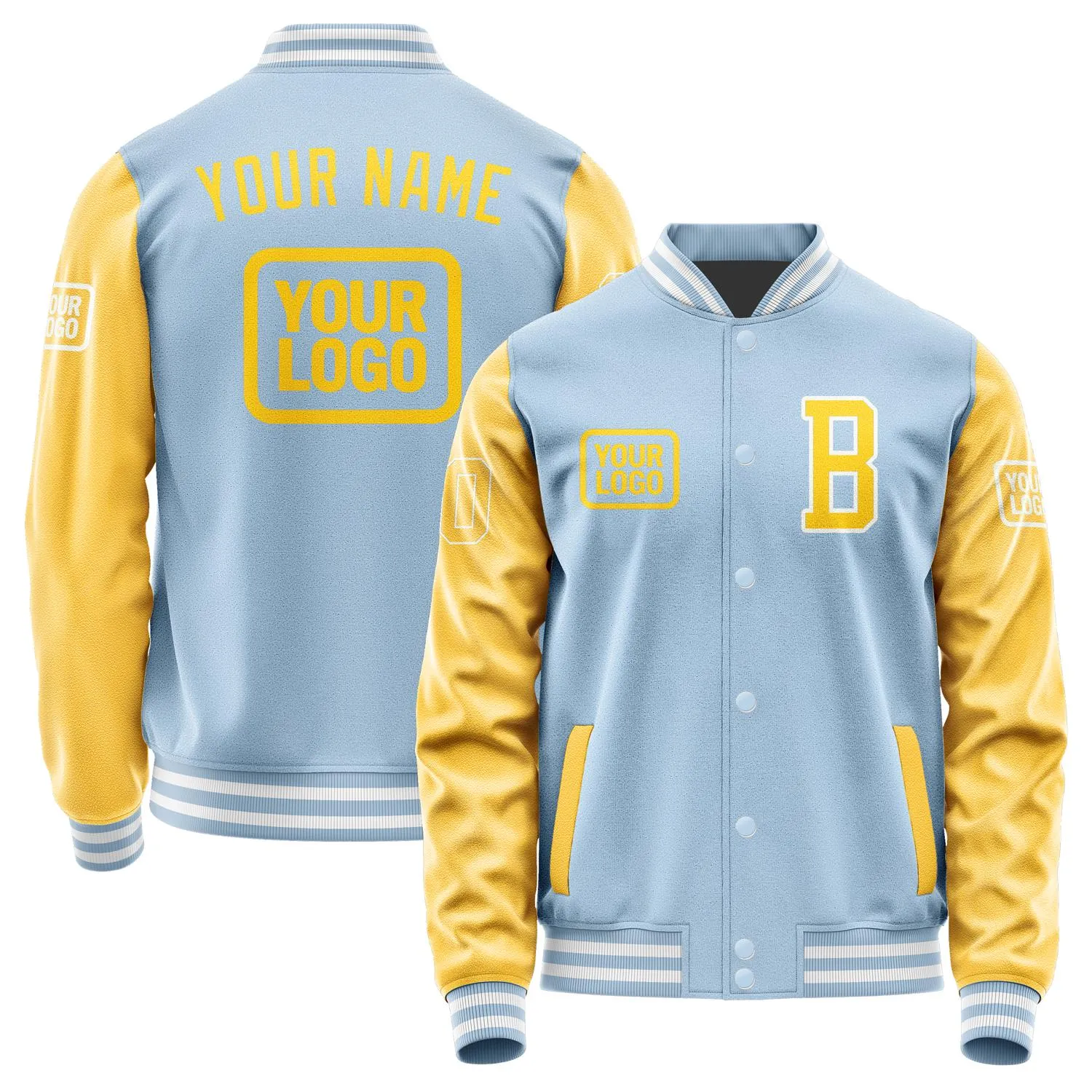 Custom Light Blue Gold Jacket