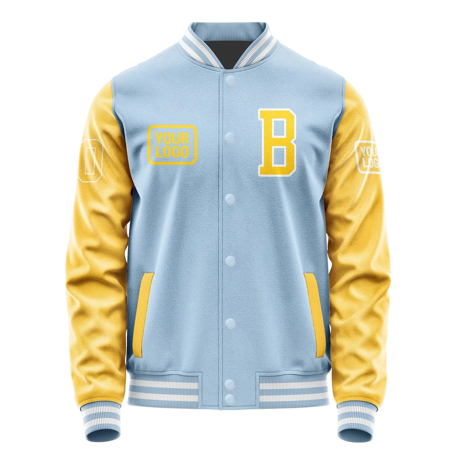 Custom Light Blue Gold Jacket