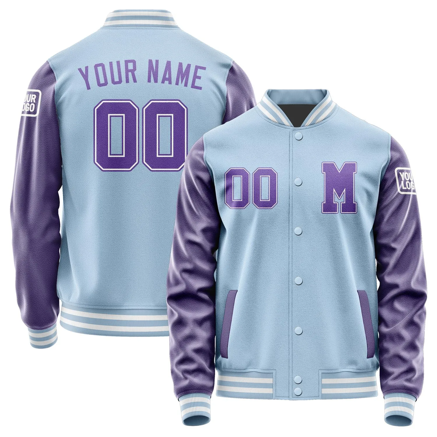 Custom Light Blue Light Purple Jacket