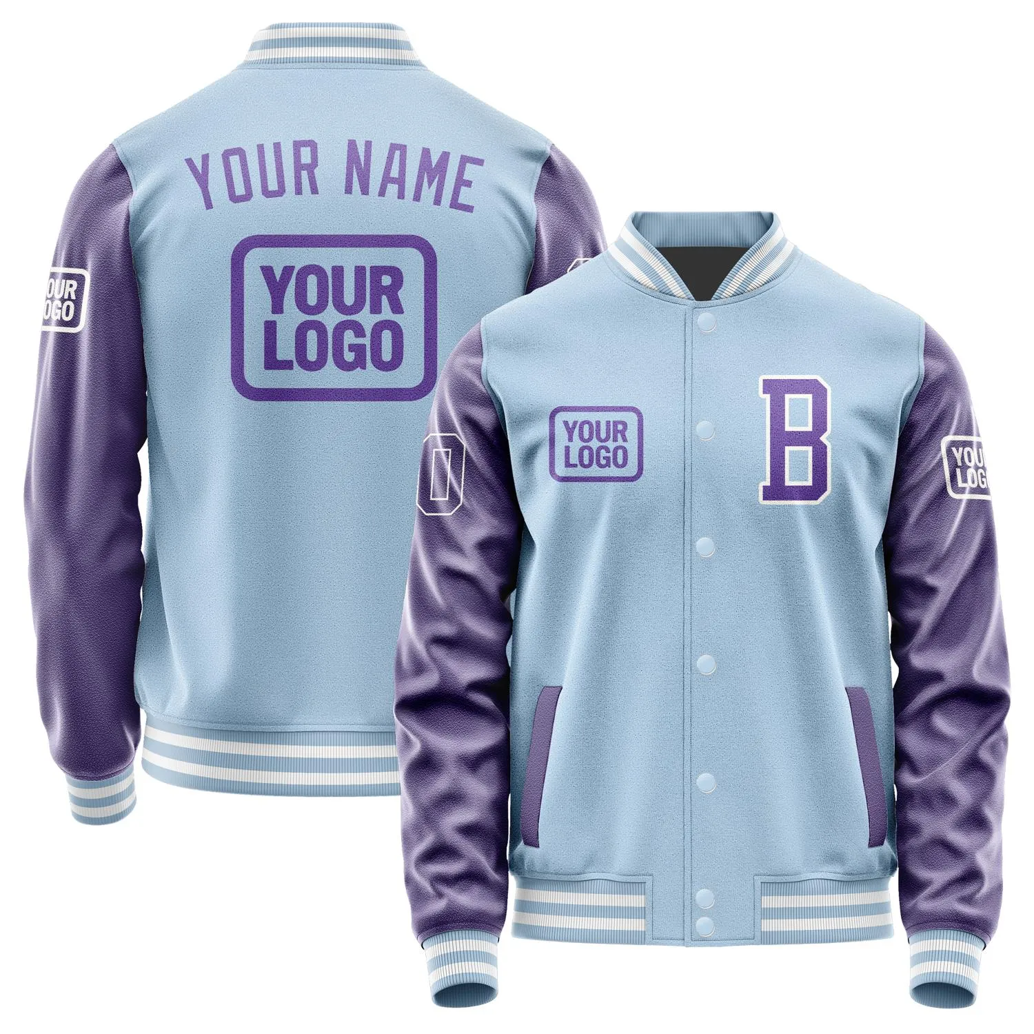 Custom Light Blue Light Purple Jacket