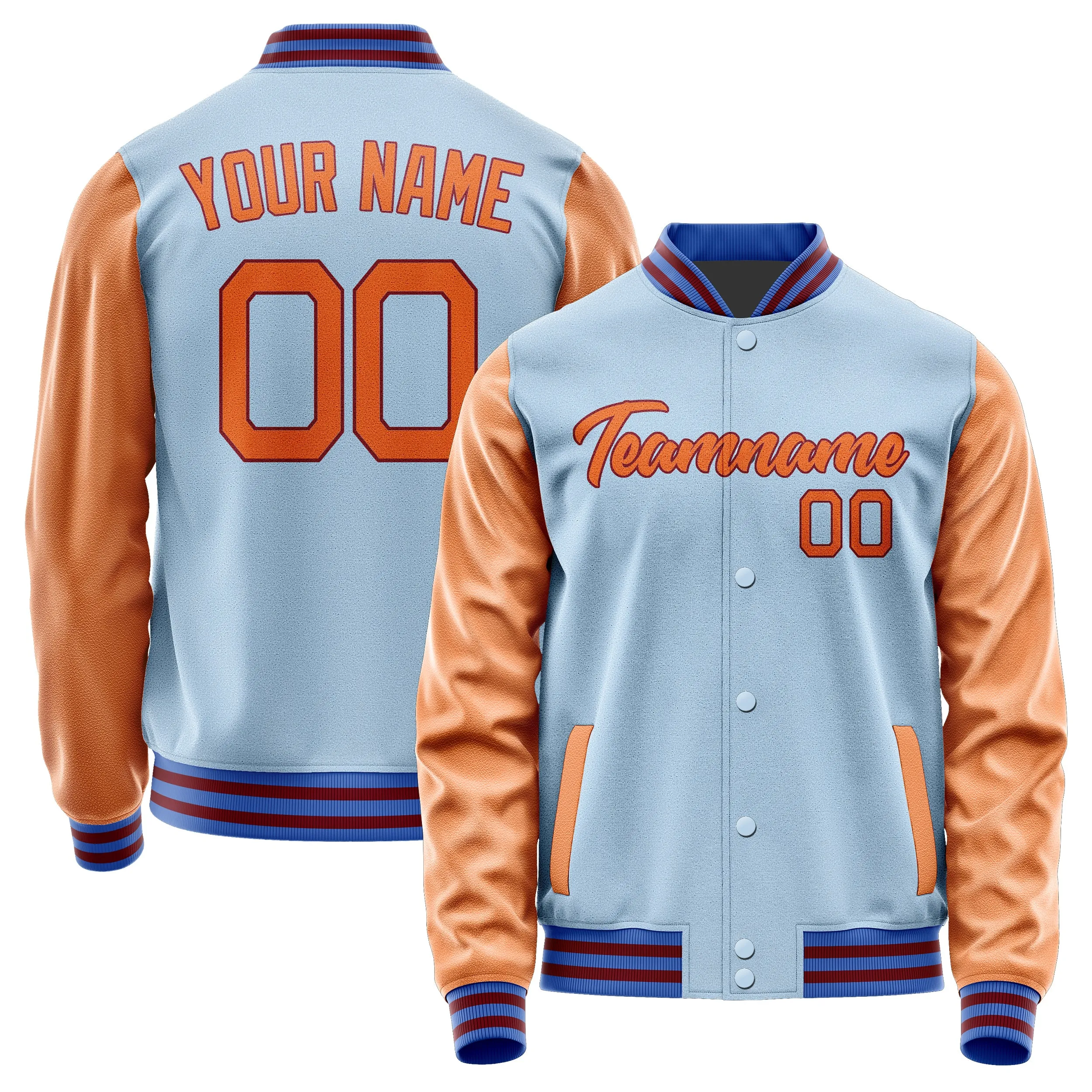 Custom Light Blue Orange Jacket