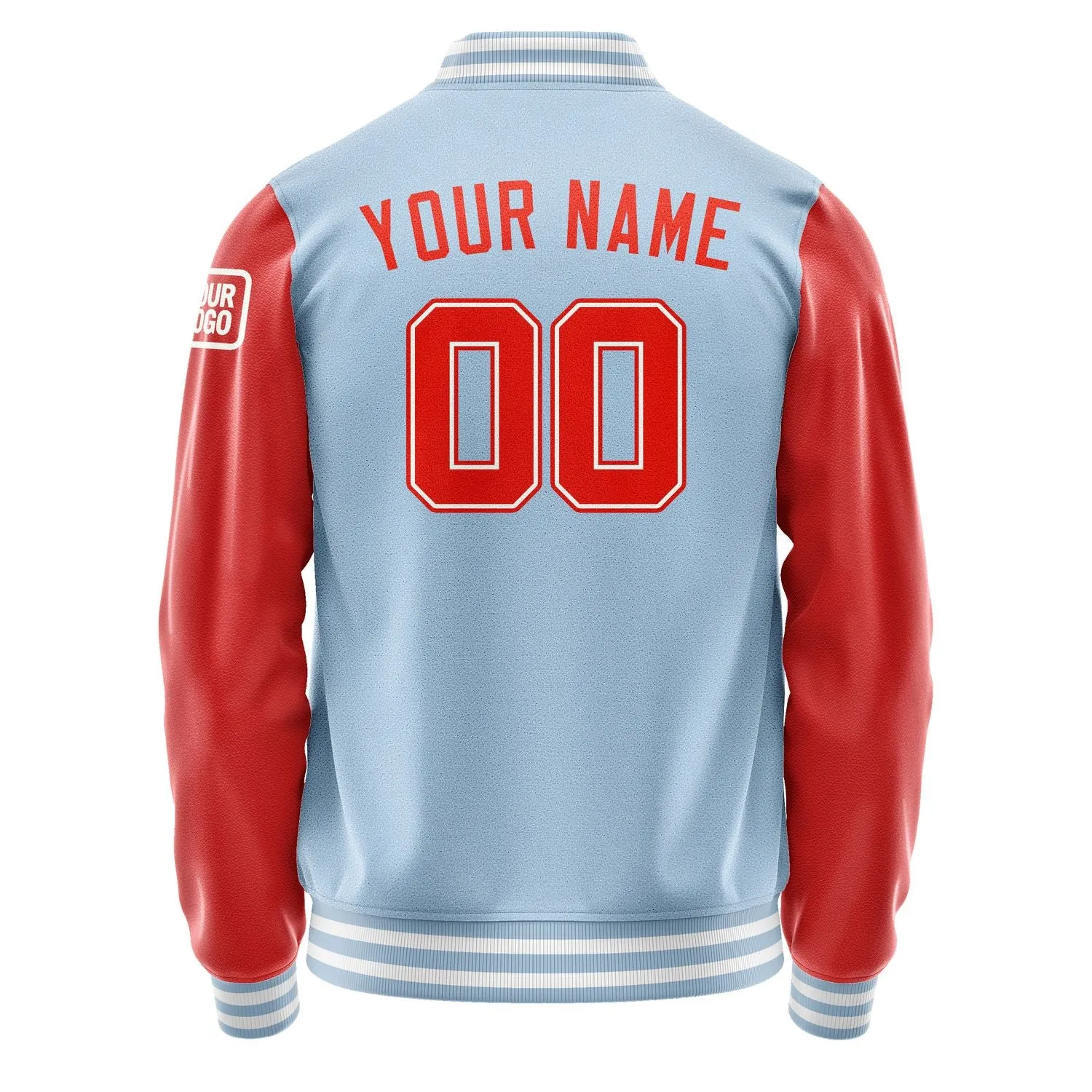 Custom Light Blue Orange Red Jacket