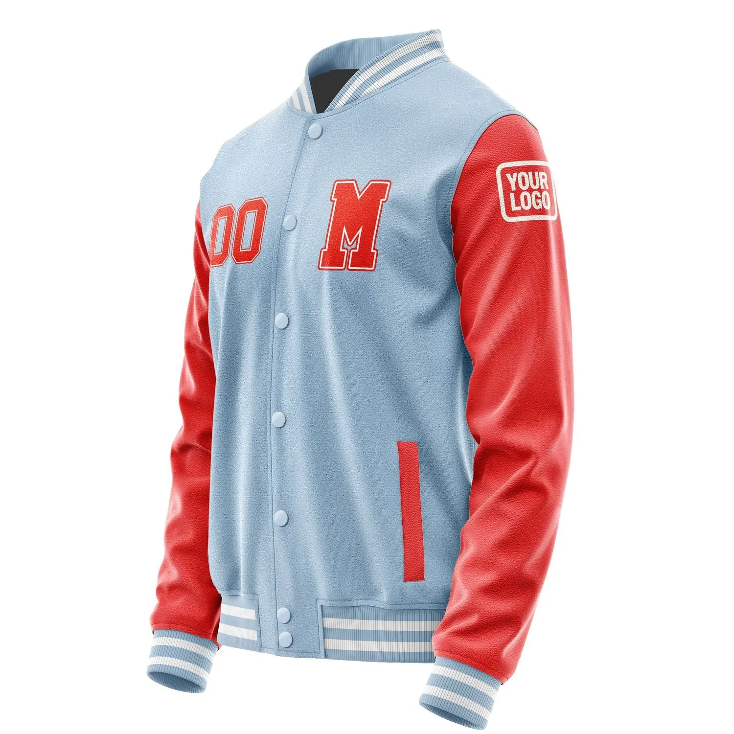 Custom Light Blue Orange Red Jacket
