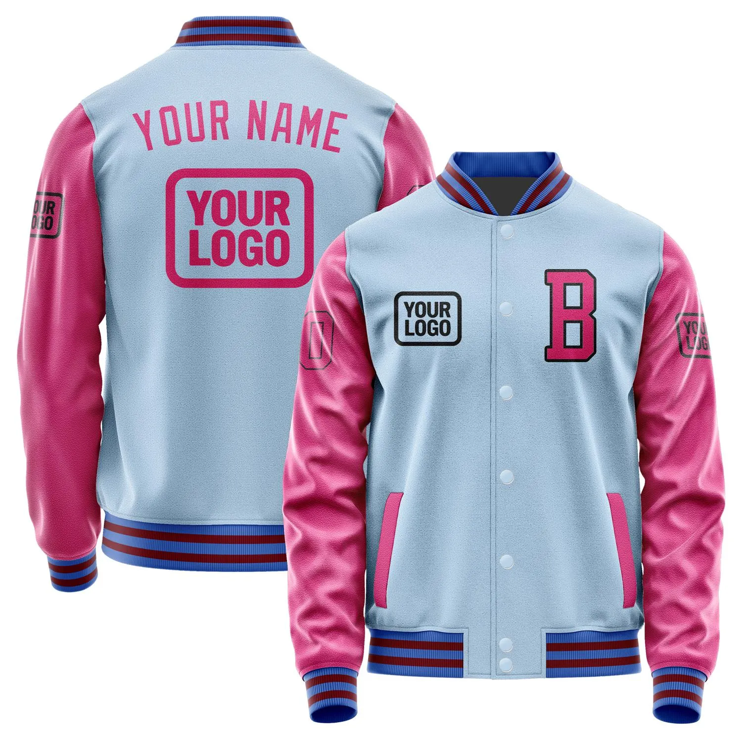 Custom Light Blue Pink Jacket