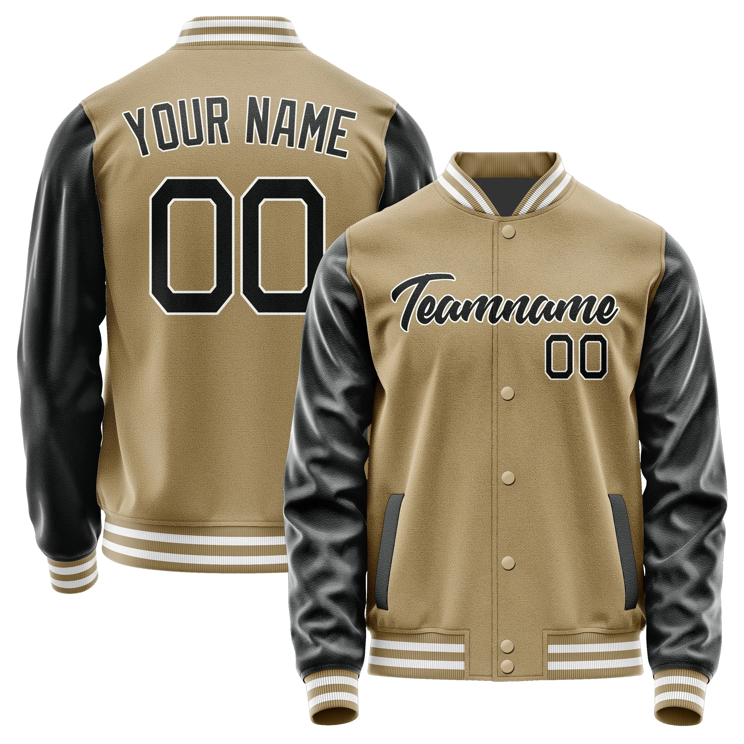Custom Light Khaki Black Jacket