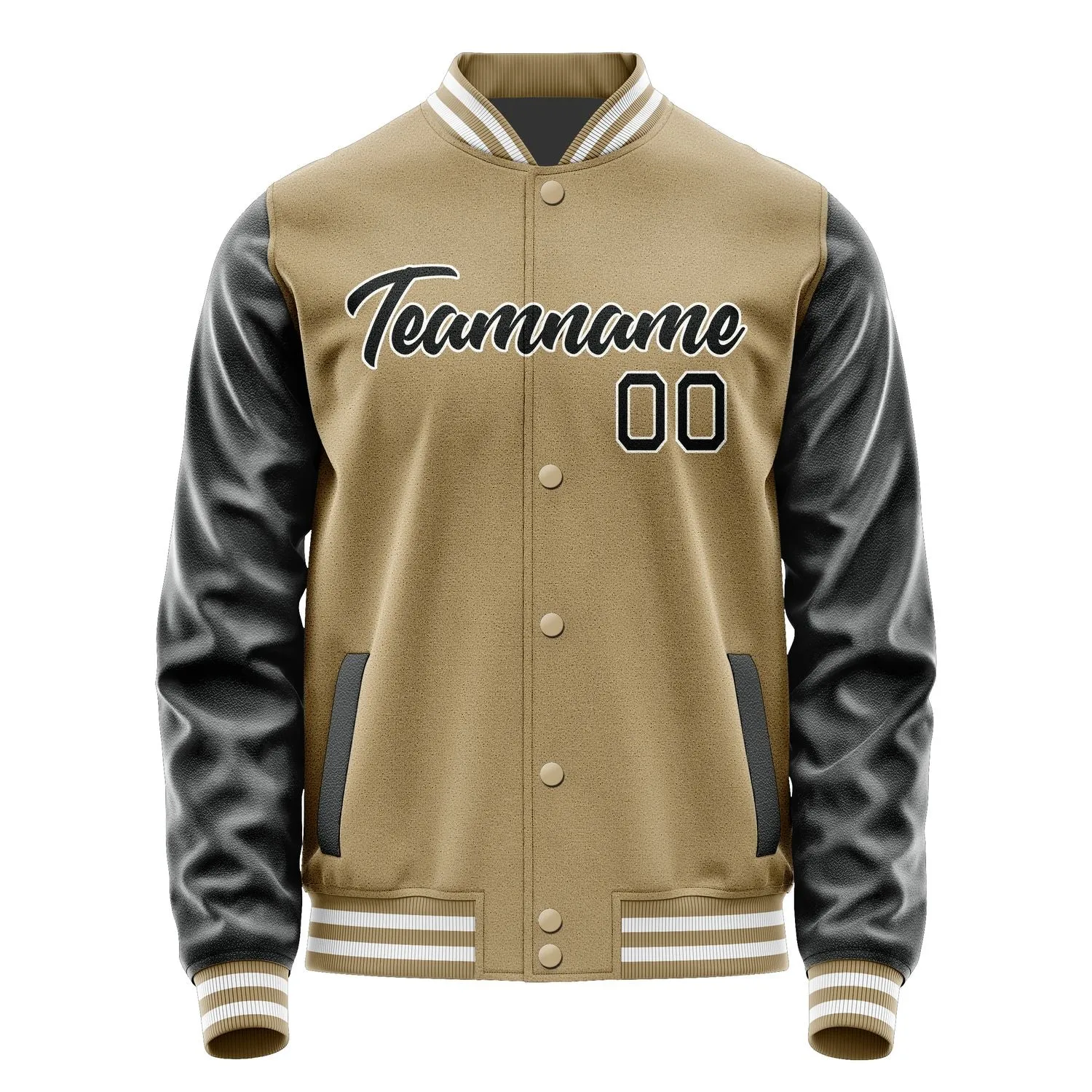 Custom Light Khaki Black Jacket