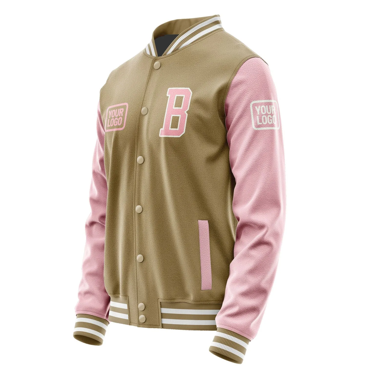 Custom Light Khaki Light Pink Jacket