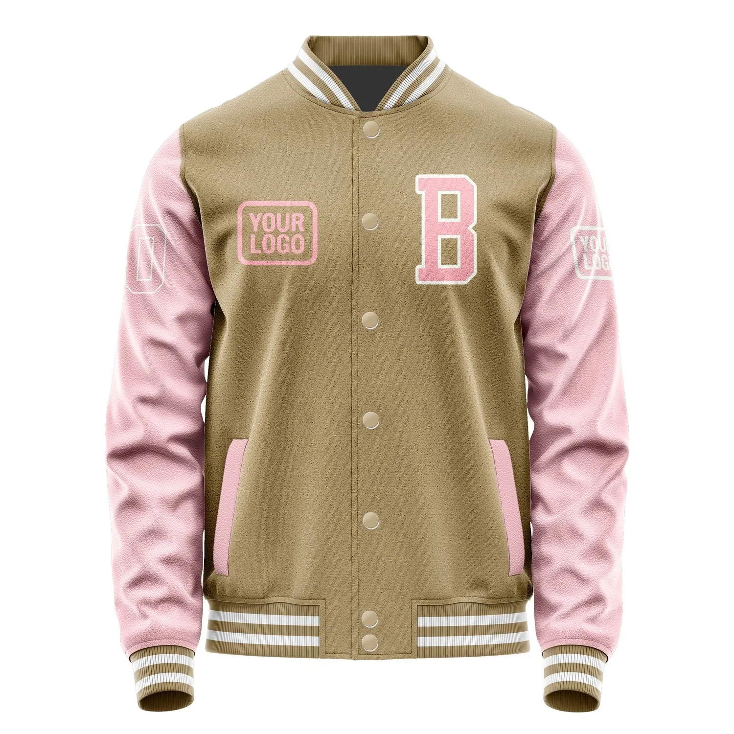 Custom Light Khaki Light Pink Jacket