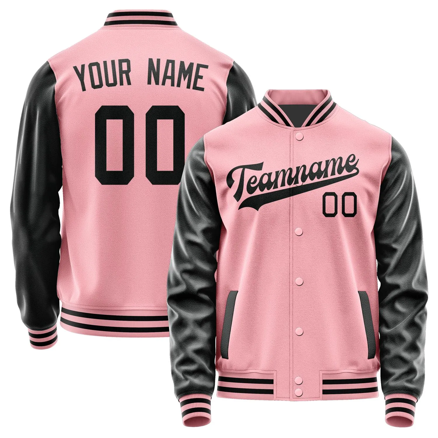 Custom Light Pink Black Jacket