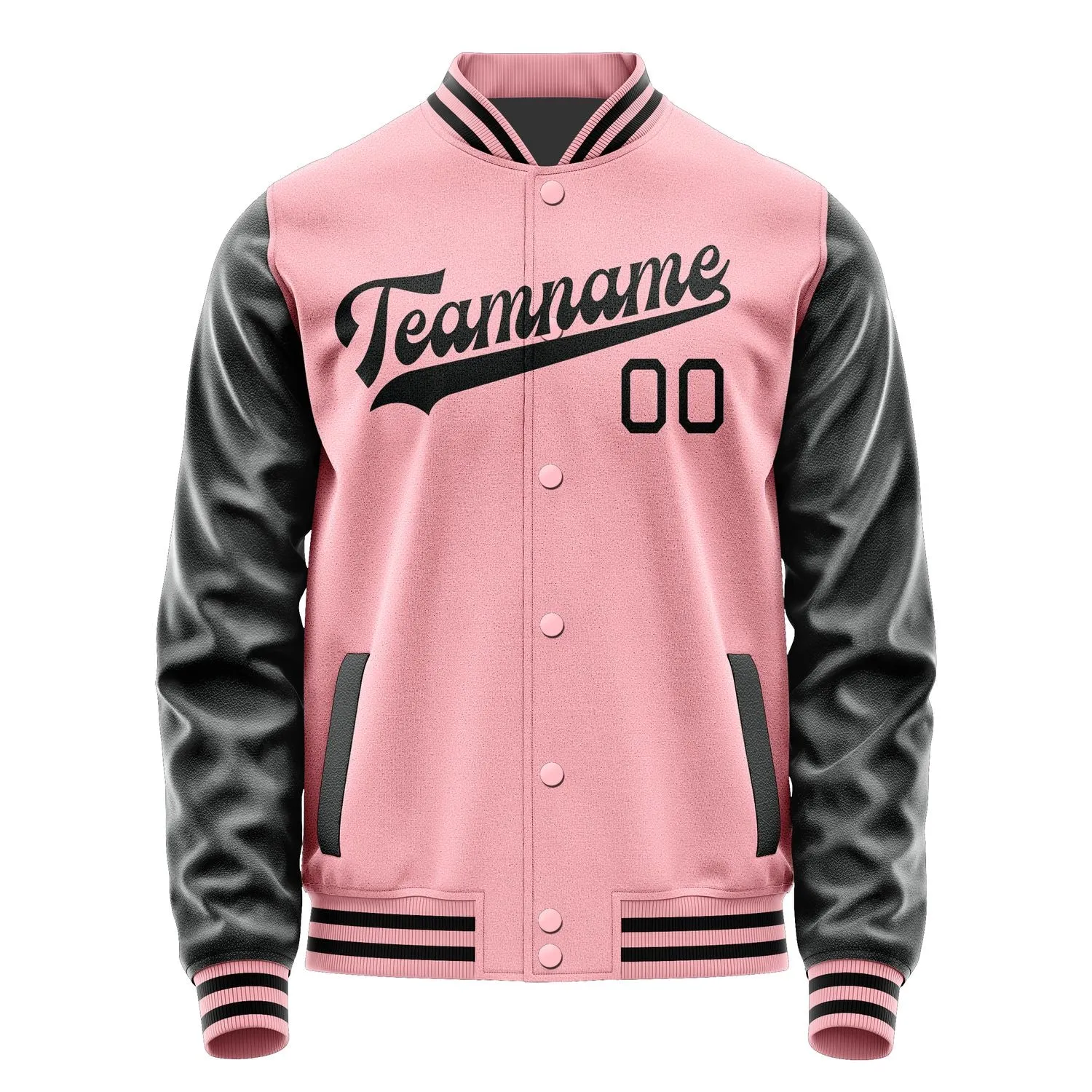 Custom Light Pink Black Jacket