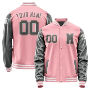 Custom Light Pink Dark Grey Jacket