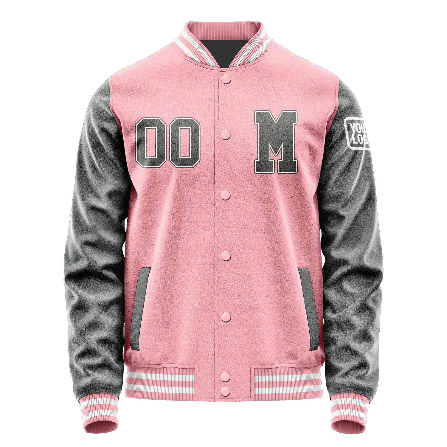 Custom Light Pink Dark Grey Jacket