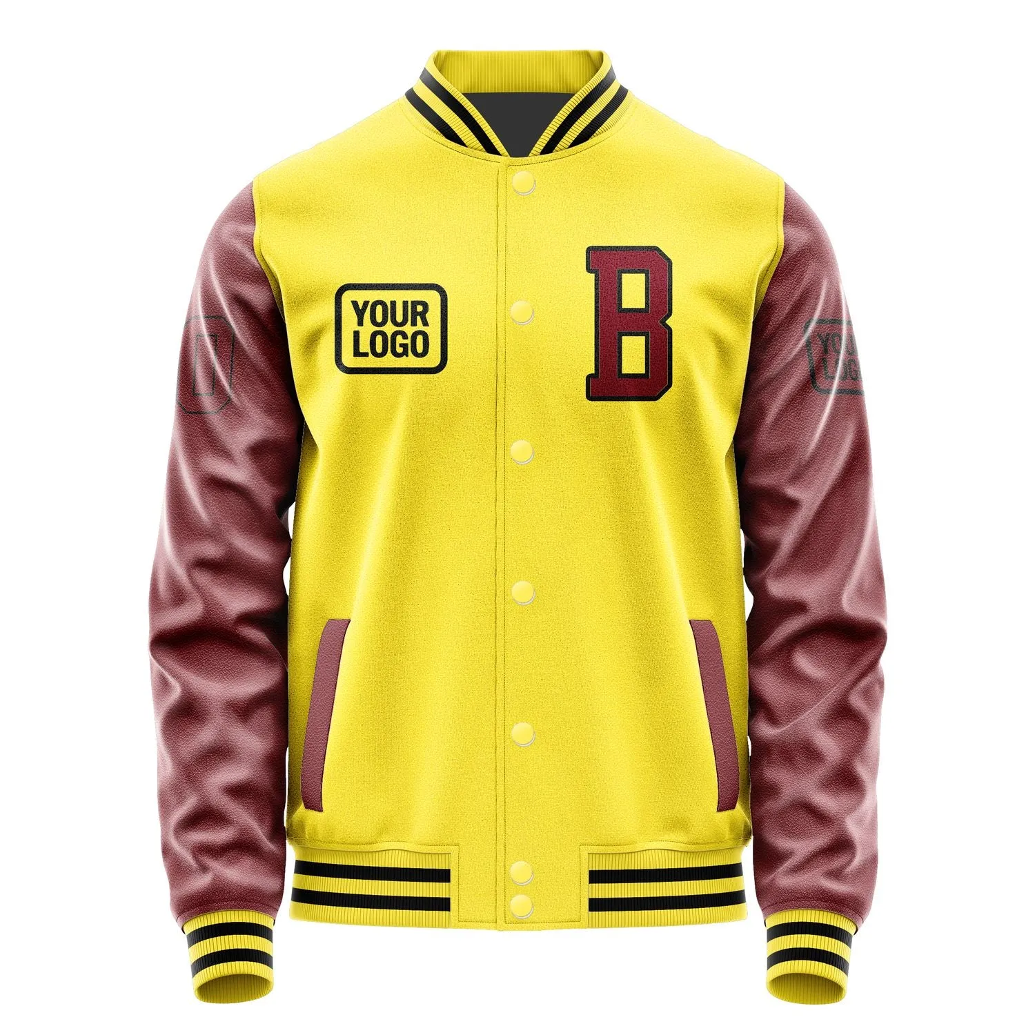 Custom Light Yellow Crimson Red Jacket