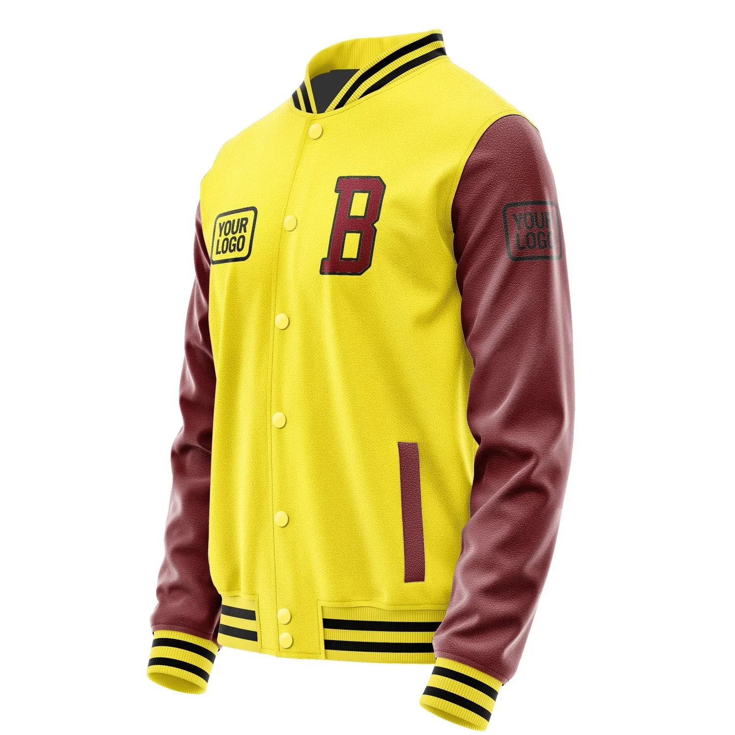 Custom Light Yellow Crimson Red Jacket
