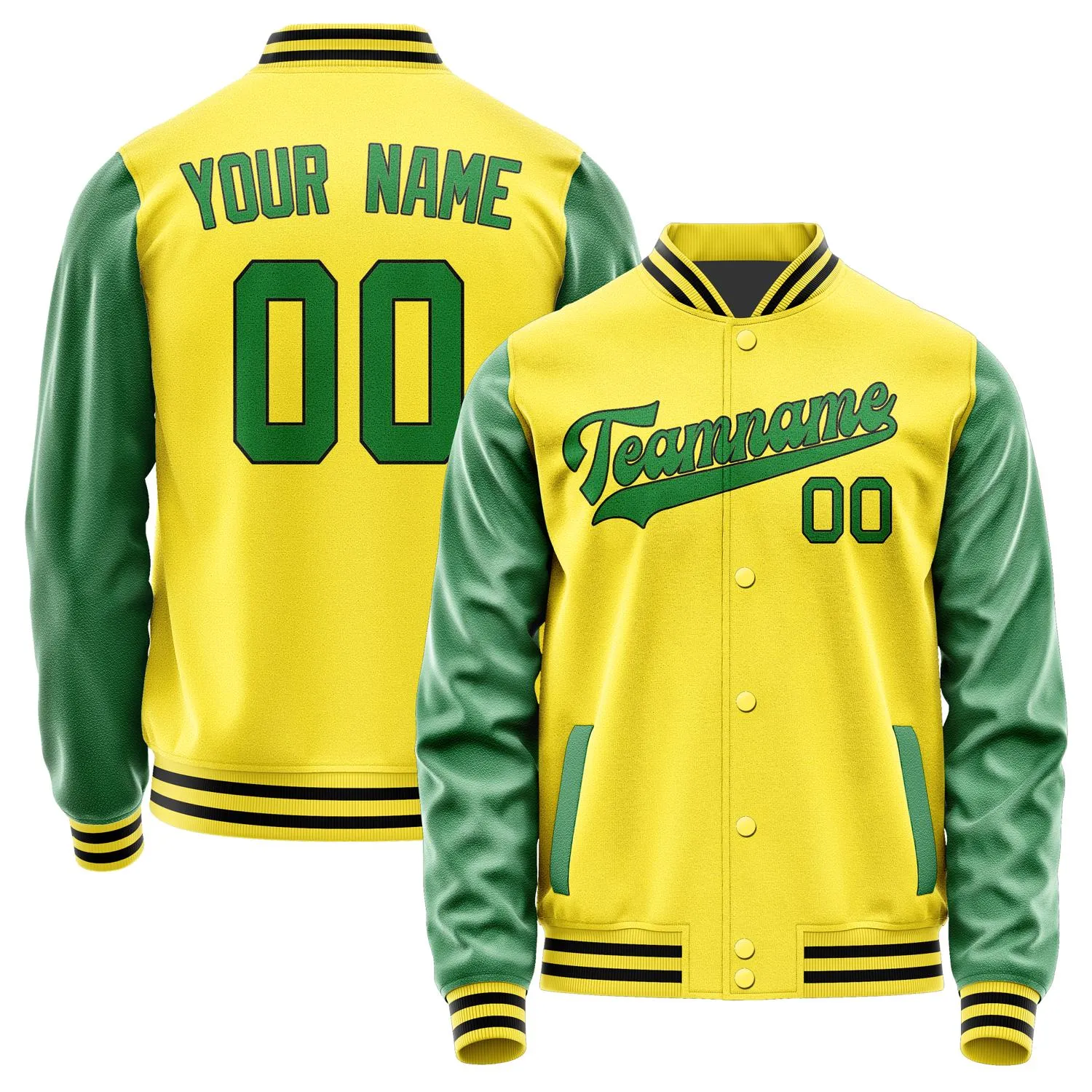 Custom Light Yellow Emerald Green Jacket
