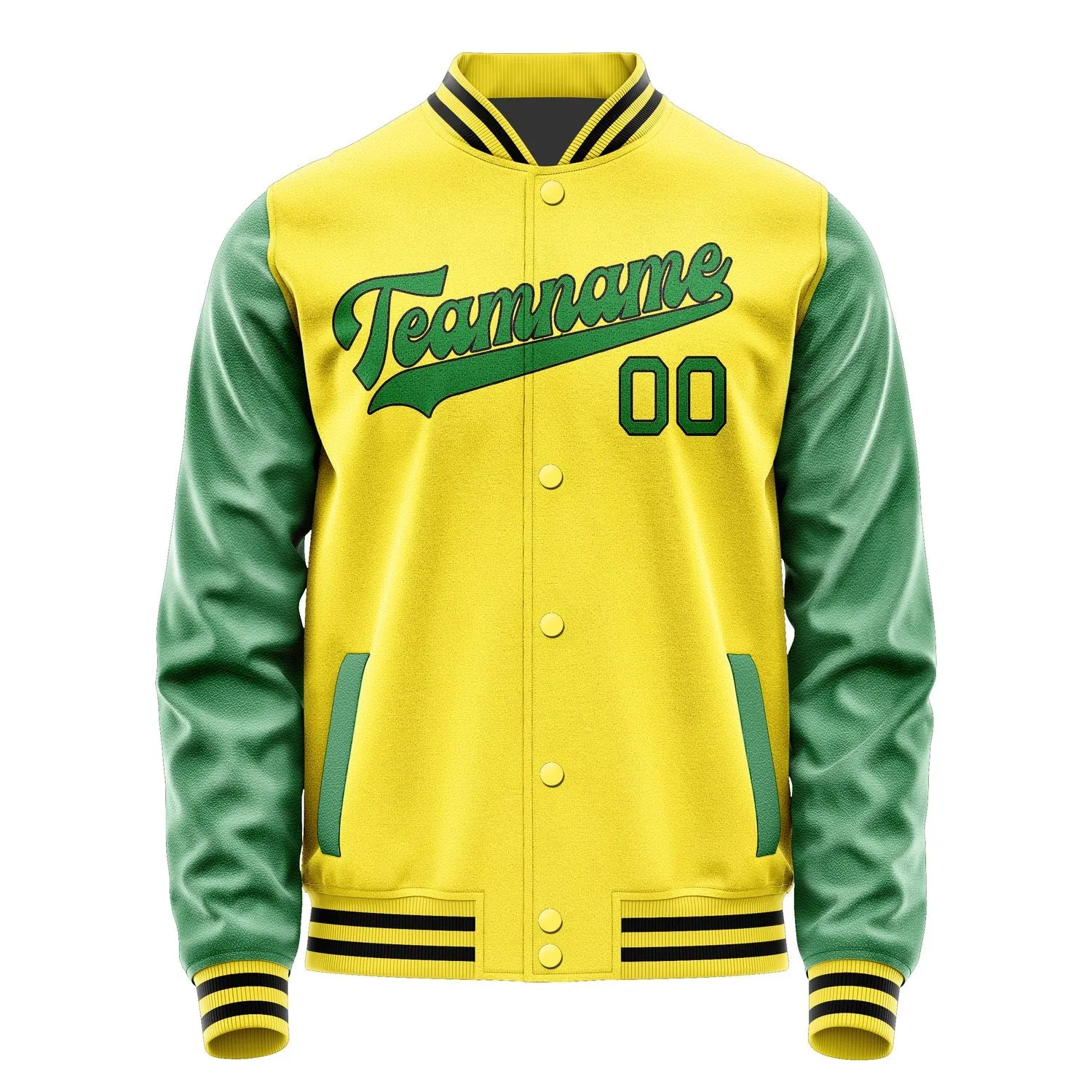 Custom Light Yellow Emerald Green Jacket