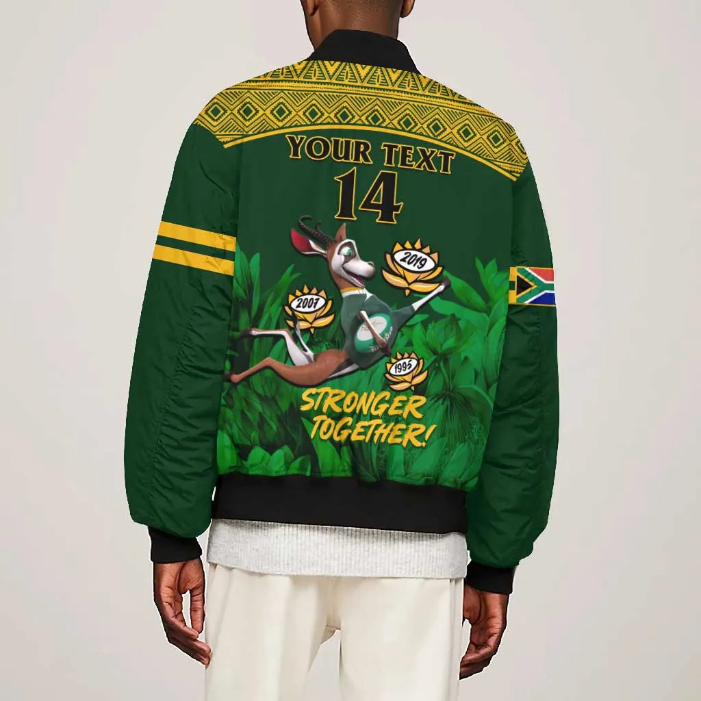 Custom South Africa Rugby Bomber Jacket Go Bokke World Cup Champions History LT14
