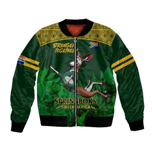 Custom South Africa Rugby Bomber Jacket Go Bokke World Cup Champions History LT14