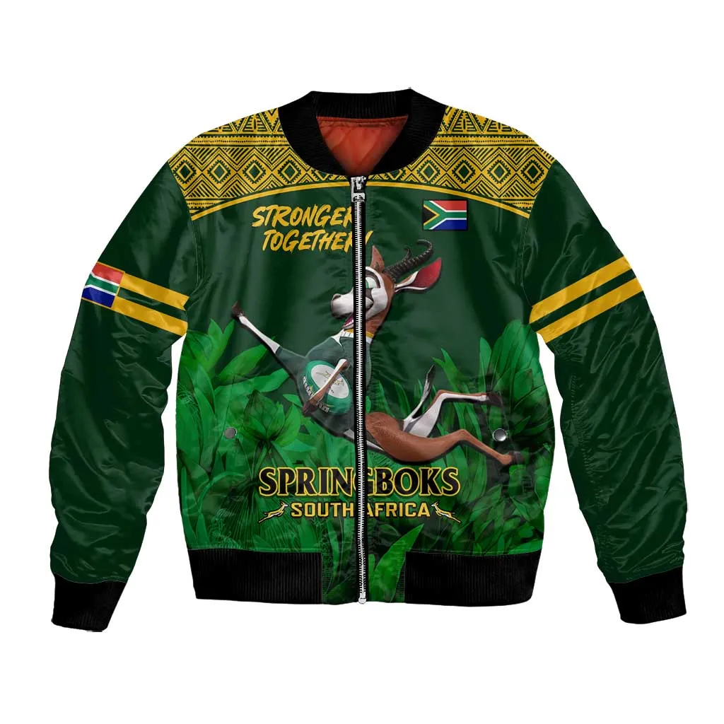 Custom South Africa Rugby Bomber Jacket Go Bokke World Cup Champions History LT14