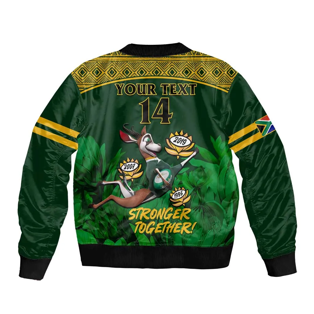 Custom South Africa Rugby Bomber Jacket Go Bokke World Cup Champions History LT14
