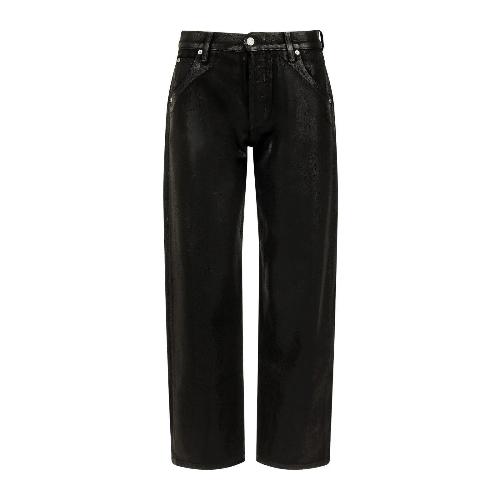 Daily Blue Women’s Matra Coated Denim Jeans, Black Straight Leg, Size 29
