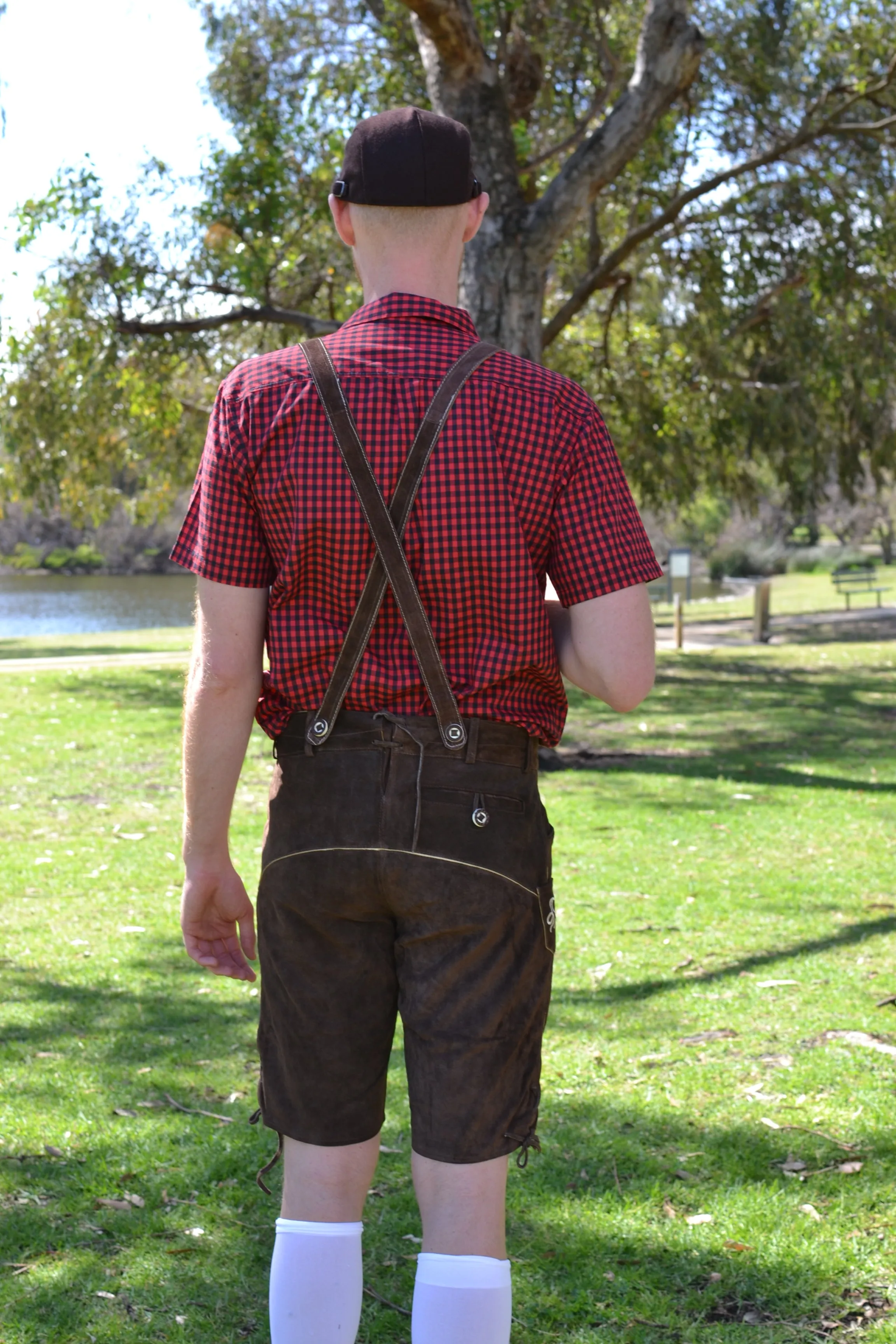 Deep Brown Authentic Embroidered Leather German Lederhosen