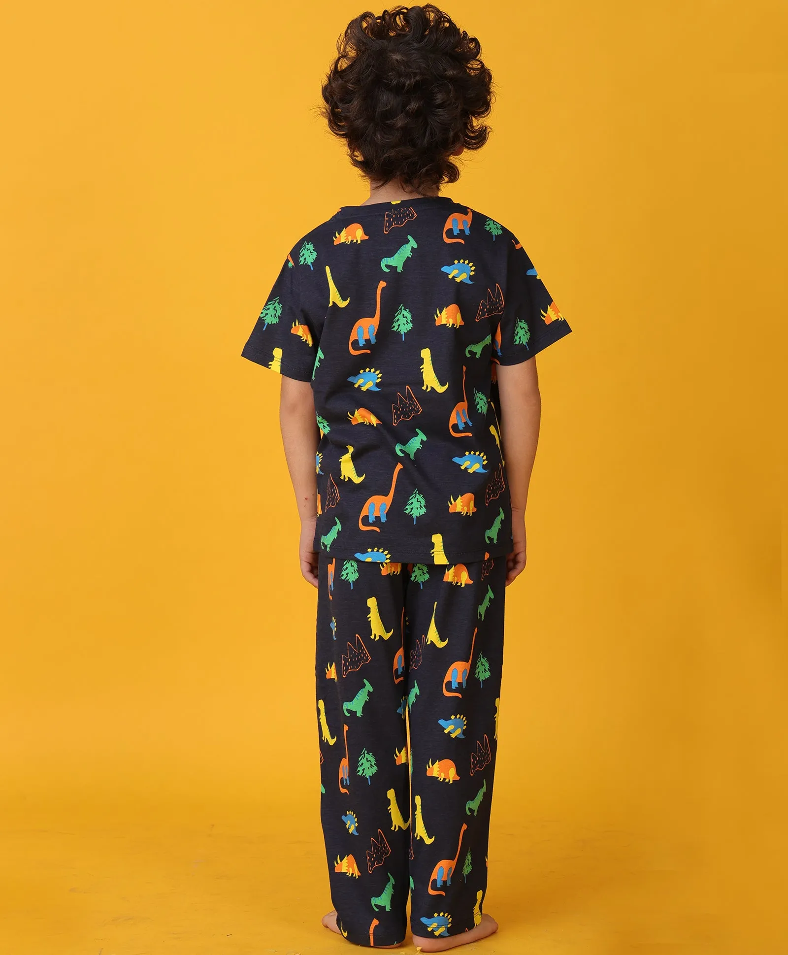 DINOSAUR FUN NAVY SHORT SLEEVE PYJAMA SET - NAVY