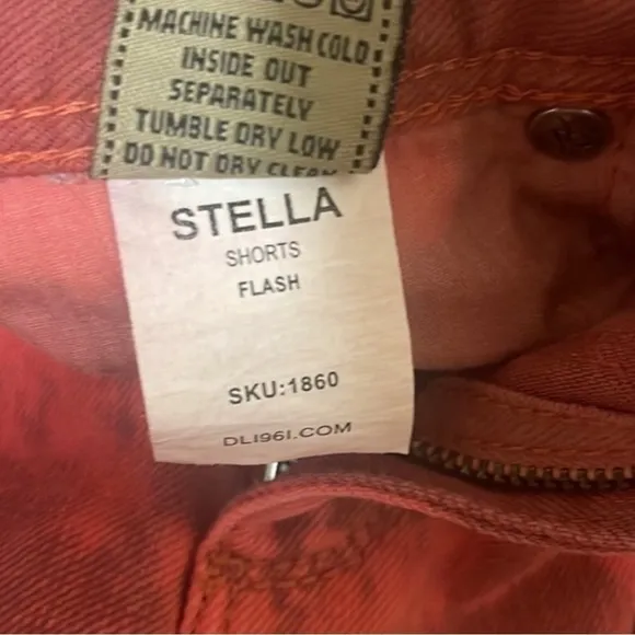 DL1961 red acid wash jean Stella shorts​​​