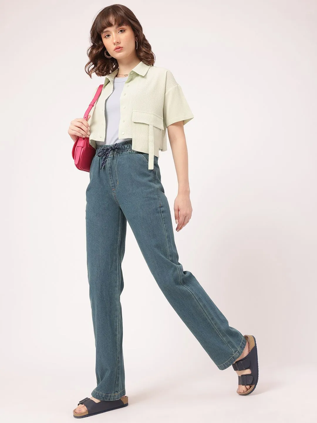 DressBerry Women Timeless Tailored Pure Cotton Straight Fit Jeans