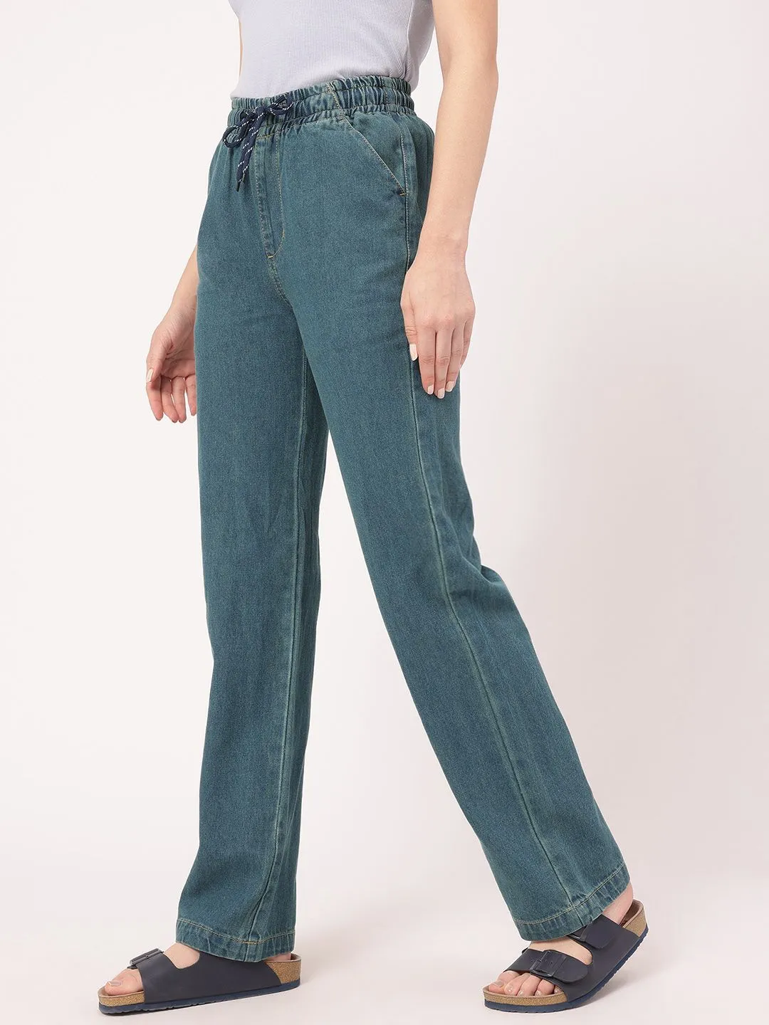 DressBerry Women Timeless Tailored Pure Cotton Straight Fit Jeans