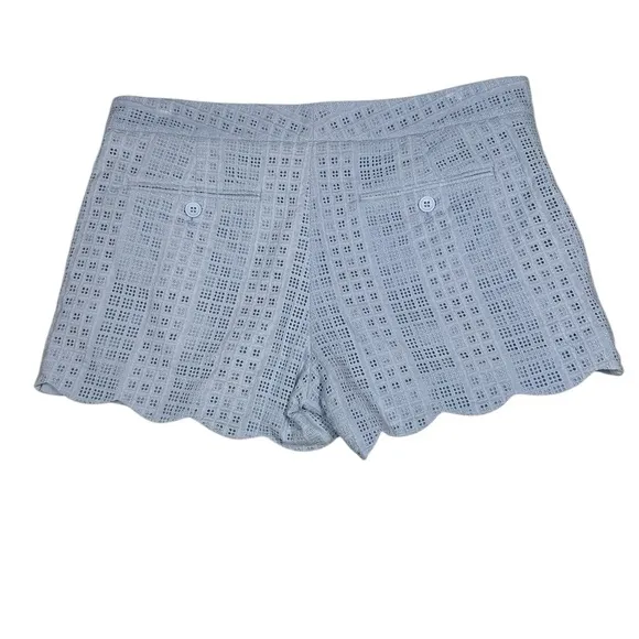 Elite Tahari Blue Lace Eyelet Scalloped Hem Shorts Size 10 Color Sky White