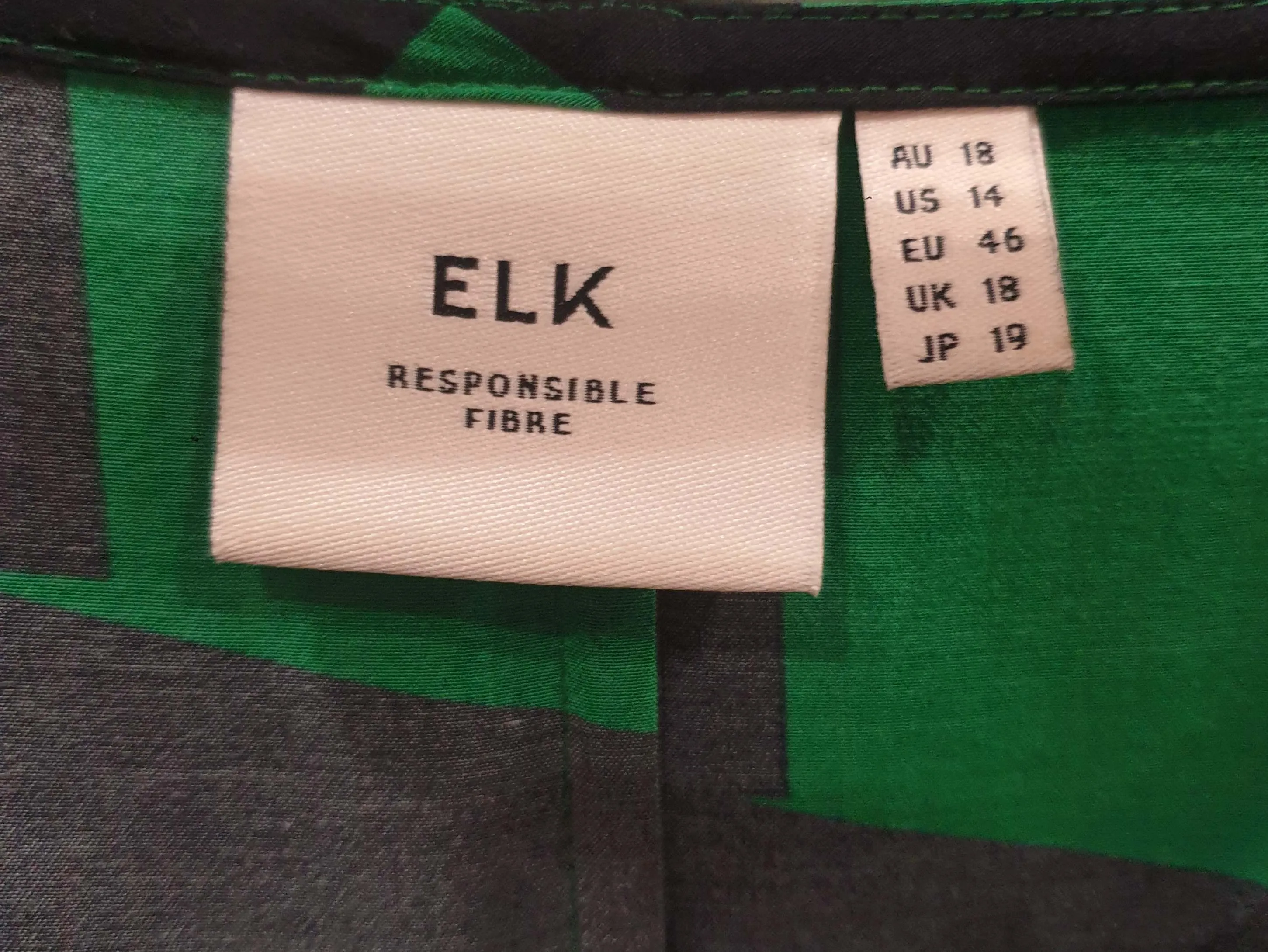 Elk green and black print dress size 18