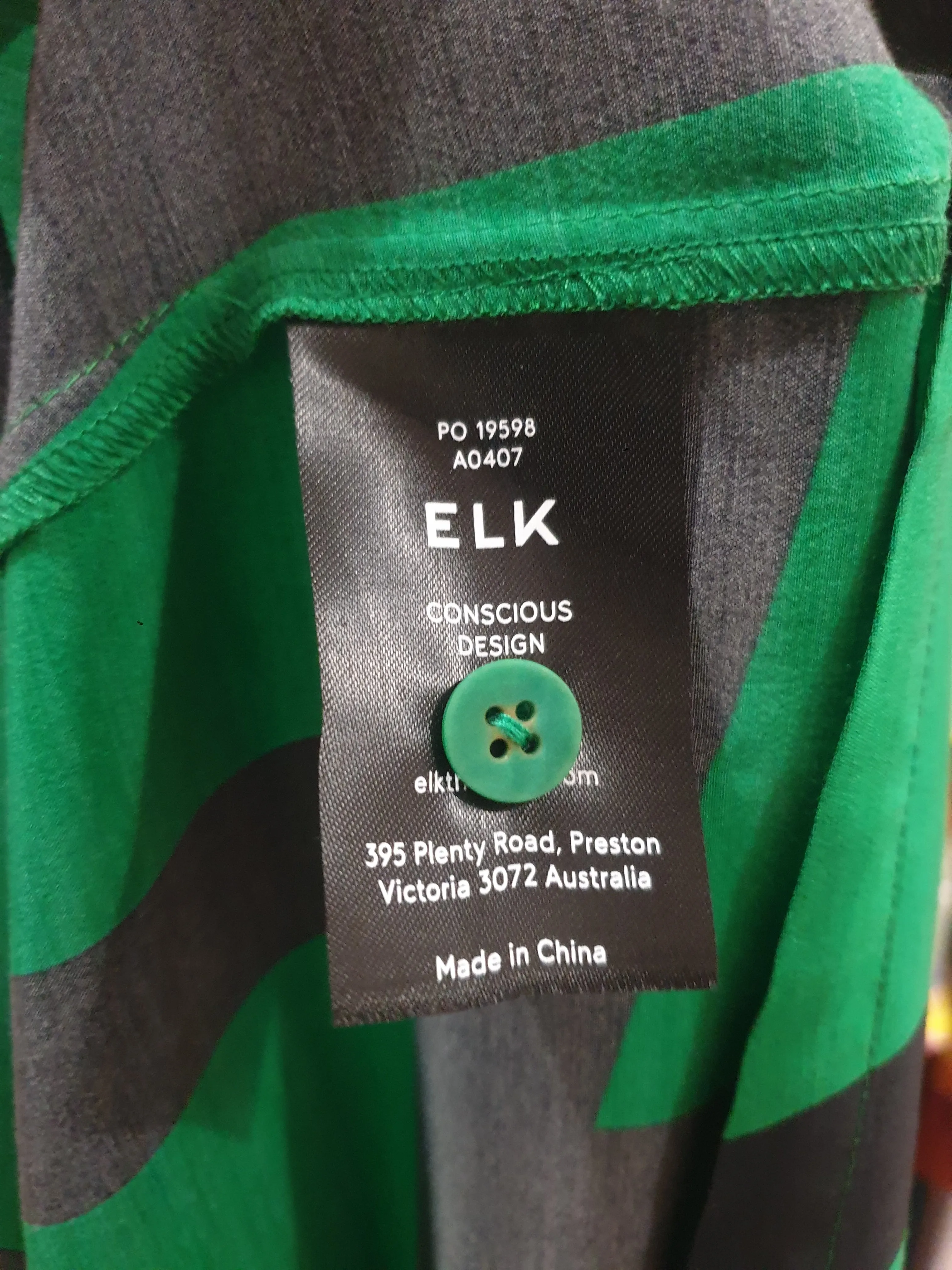Elk green and black print dress size 18