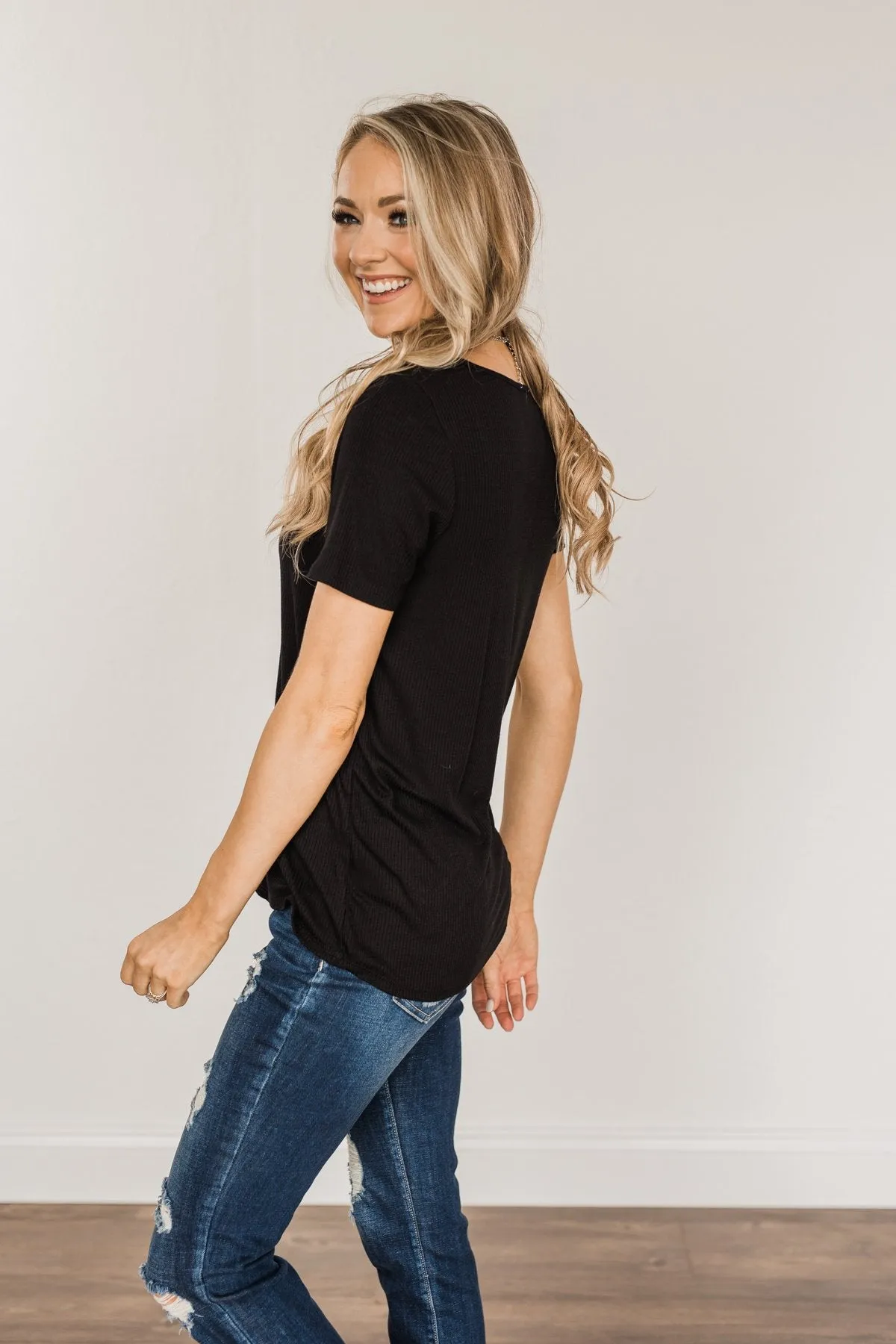 Embrace The New Cut Out Top- Black