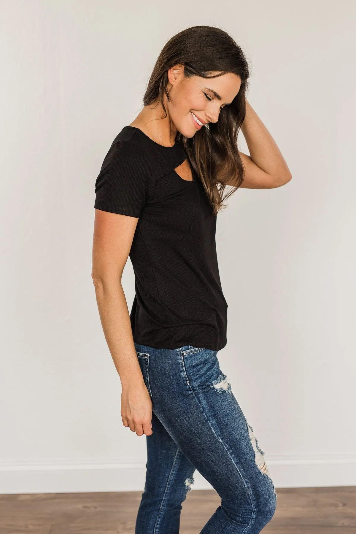 Embrace The New Cut Out Top- Black