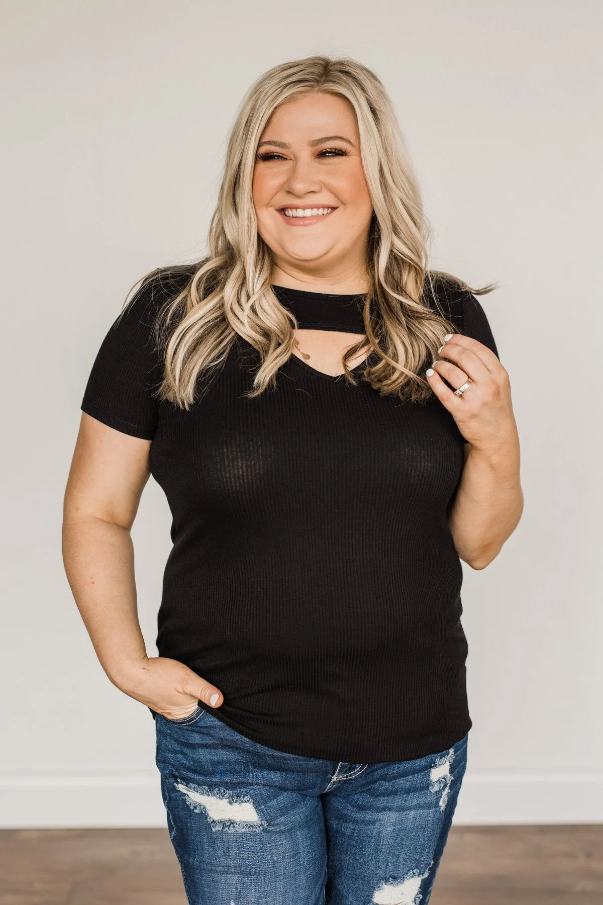 Embrace The New Cut Out Top- Black