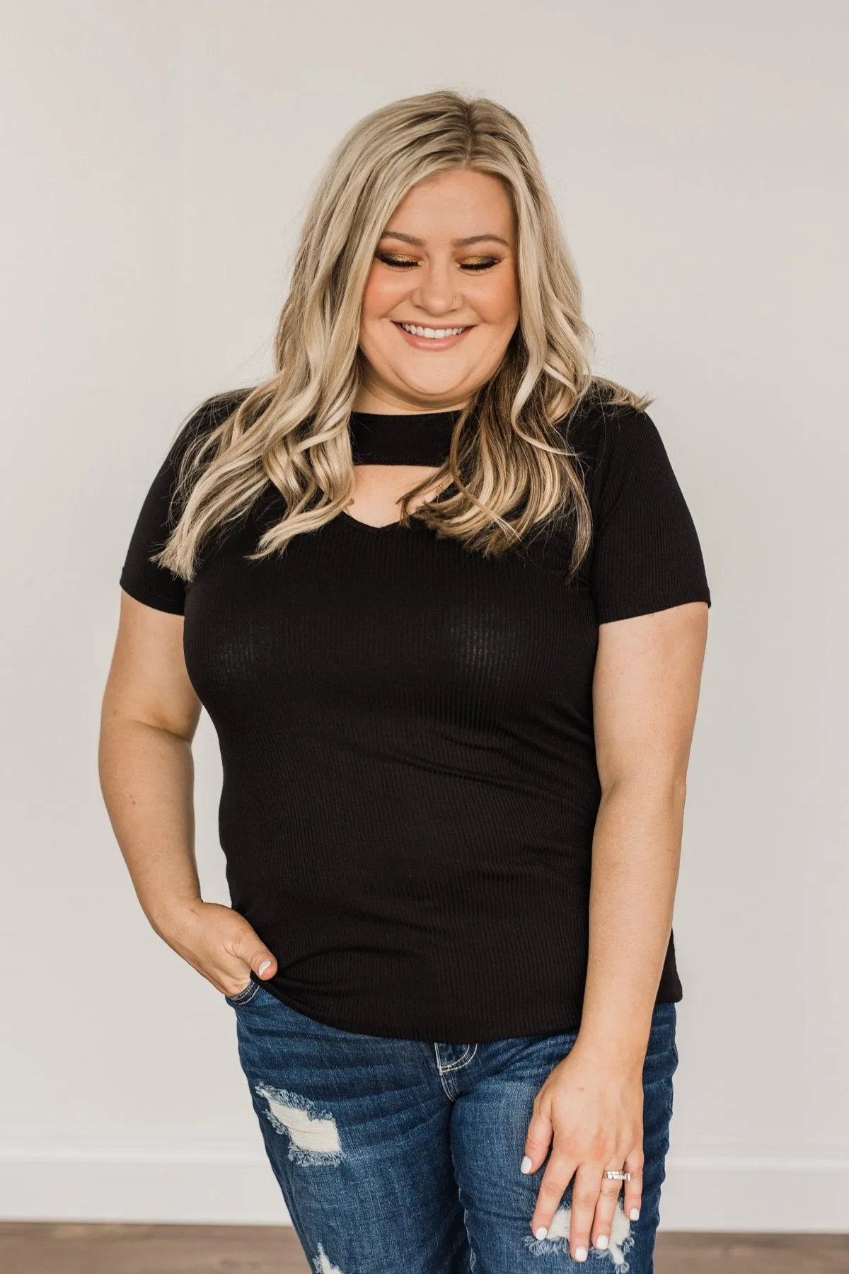Embrace The New Cut Out Top- Black