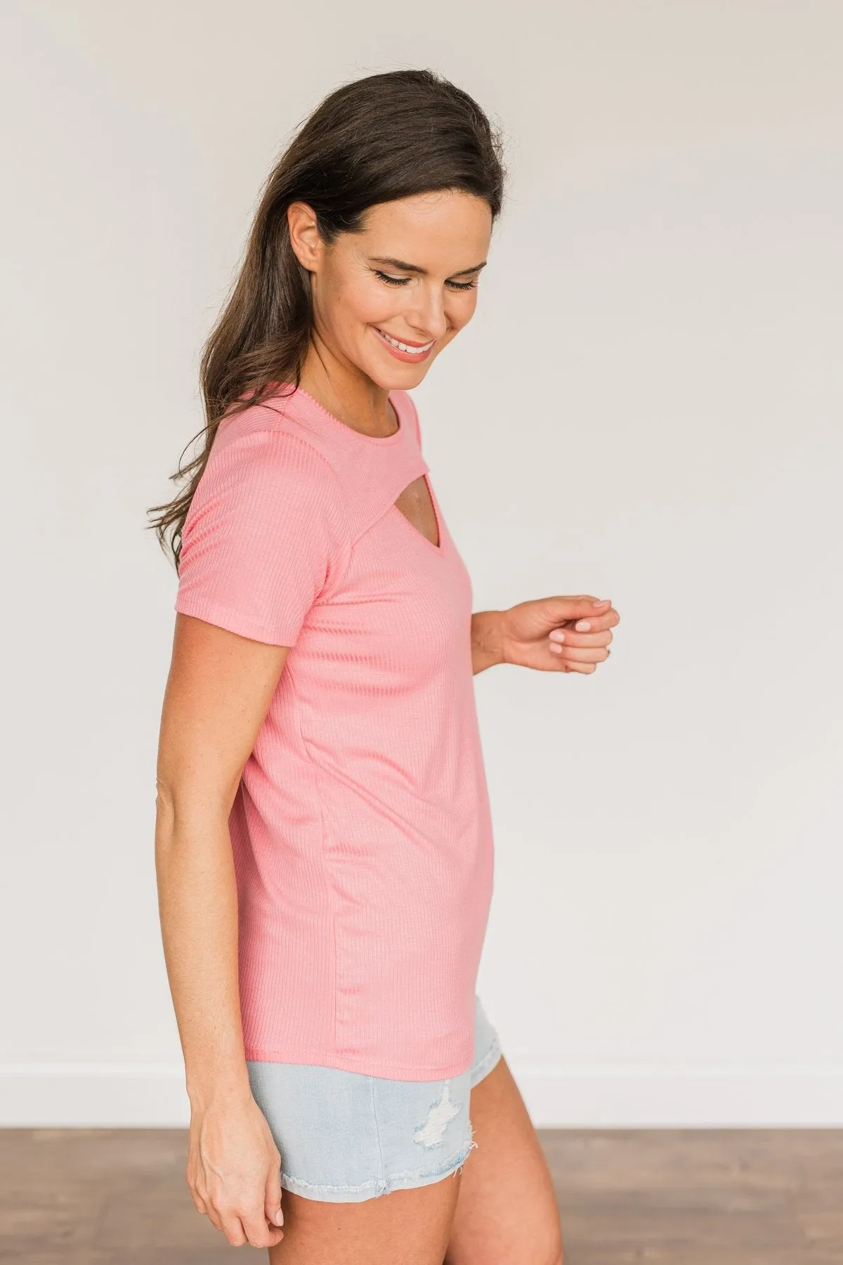 Embrace The New Cut Out Top- Pink