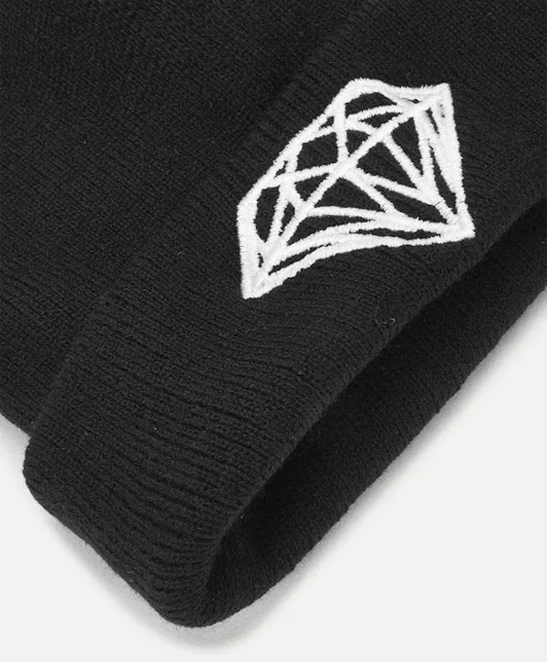 Embroidered Diamond Beanie Hat