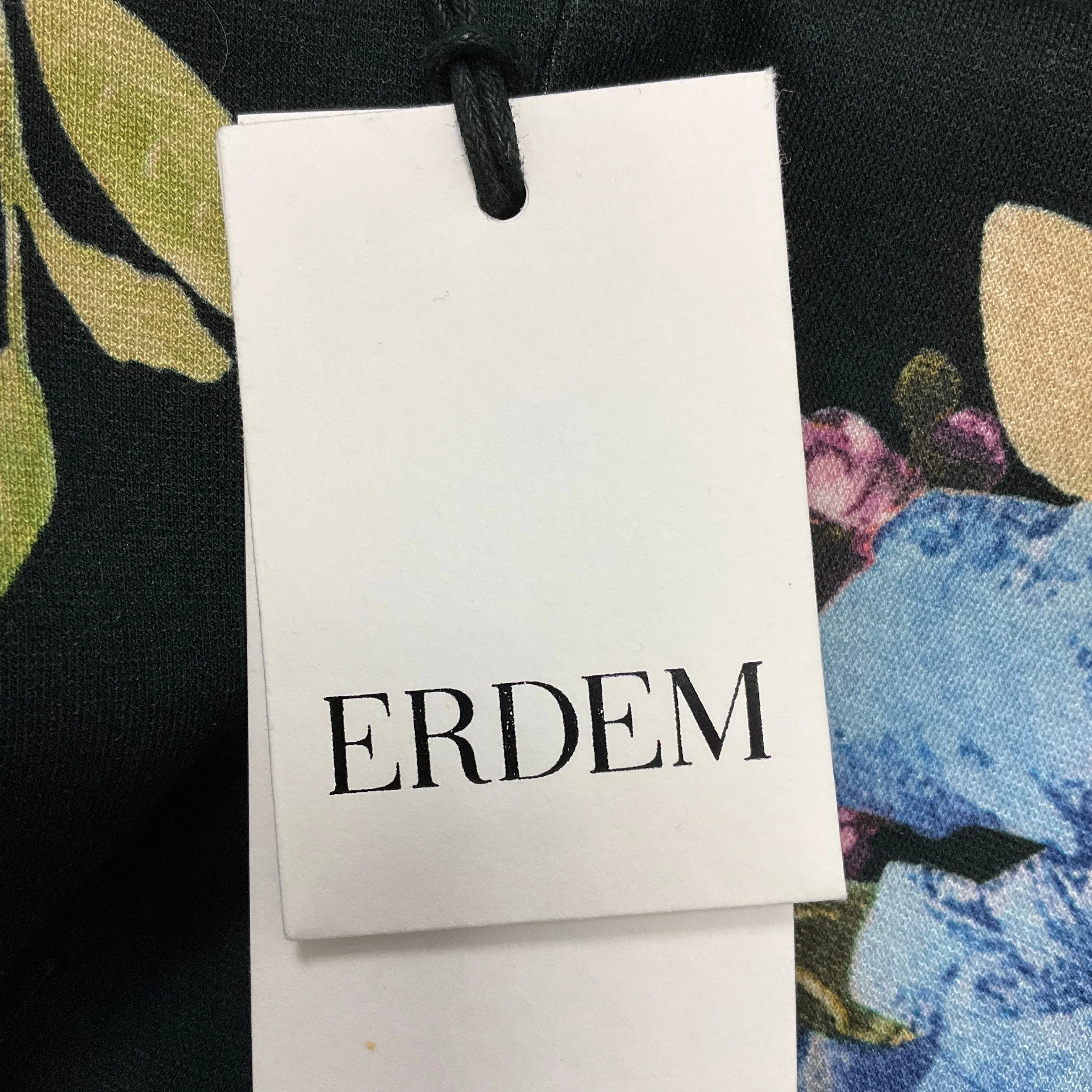 Erdem Black / Blue Multi Ottavia Ruffled Floral-Print Ponte Midi Dress