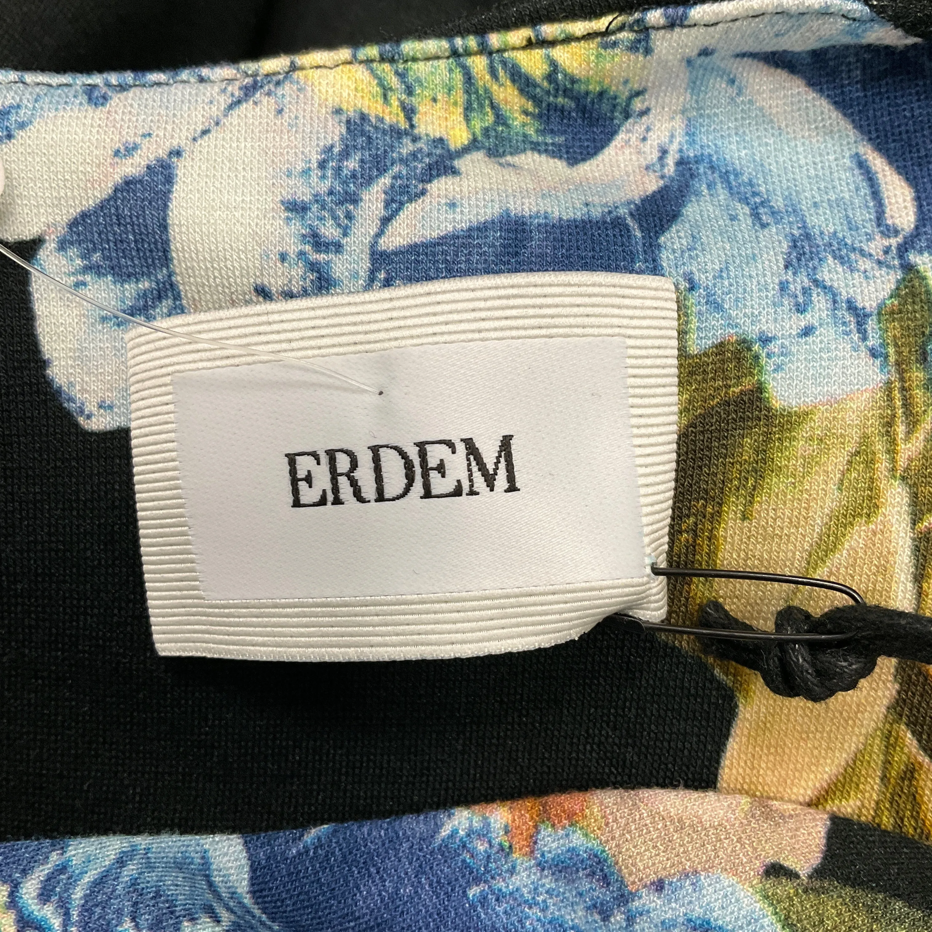Erdem Black / Blue Multi Ottavia Ruffled Floral-Print Ponte Midi Dress