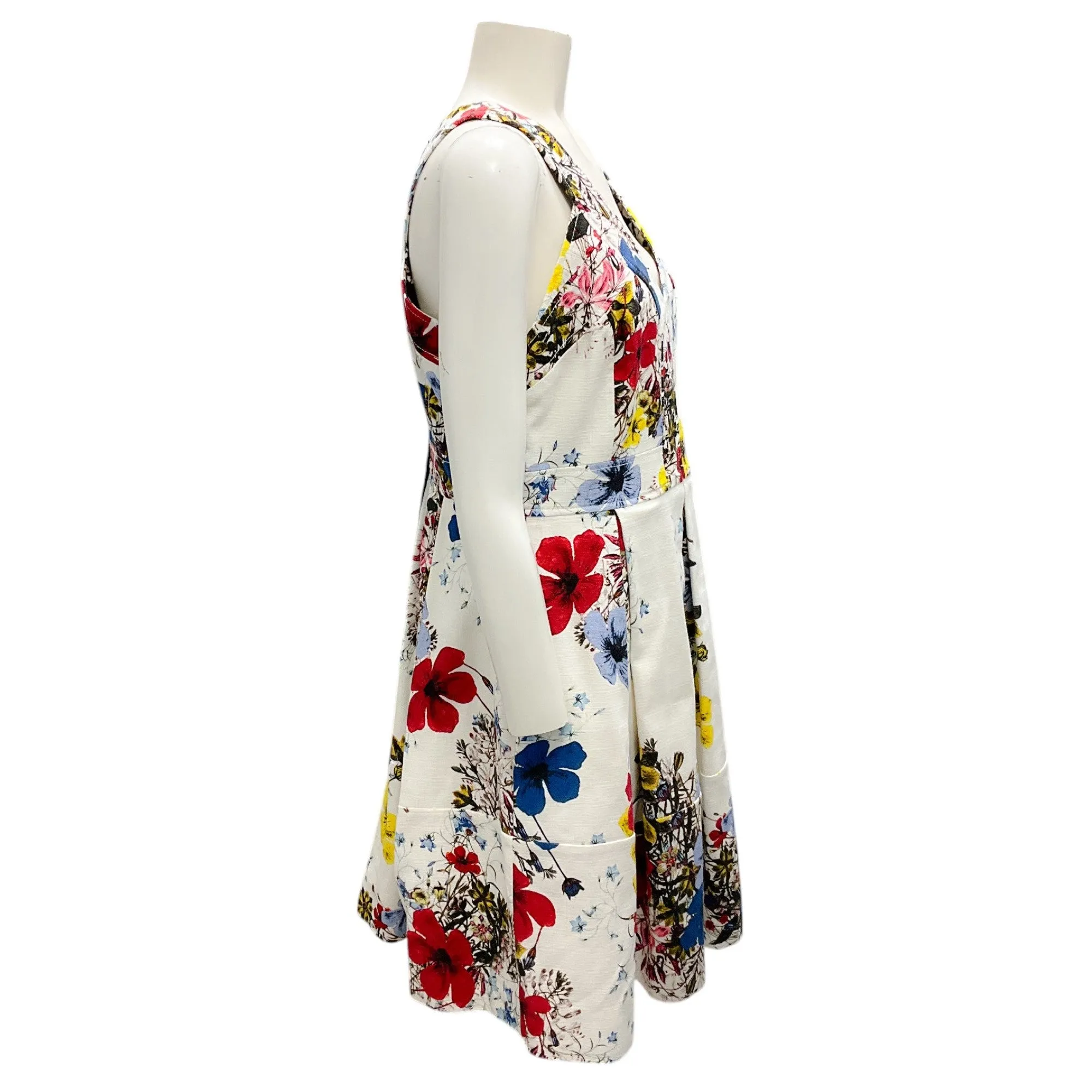 Erdem White Multi Floral Pattern Sleeveless Fabienne Dress