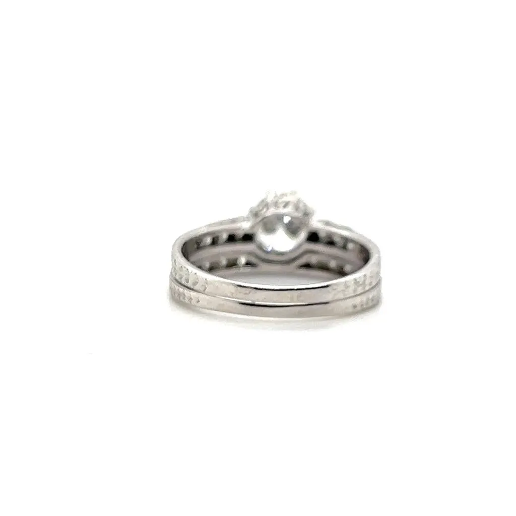 Estate 18K White Gold 1.02ctw Diamond Wedding Ring Set