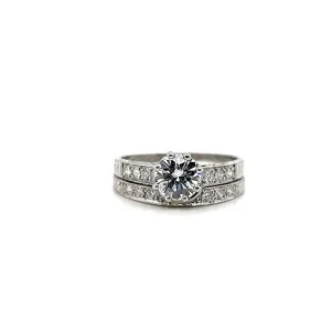 Estate 18K White Gold 1.02ctw Diamond Wedding Ring Set