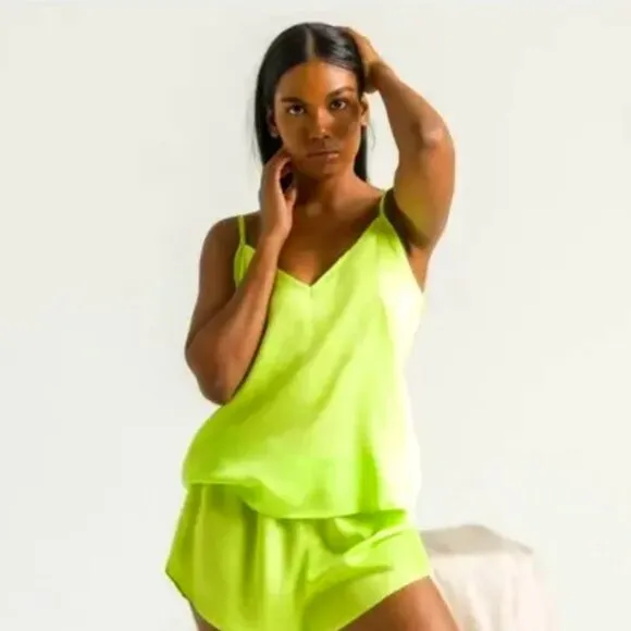 ETTITUDE Lime Green Bamboo Sateen Cami  Size XL NIB