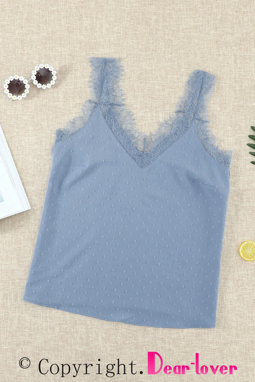 Eyelash V Neck Cami Tank Top