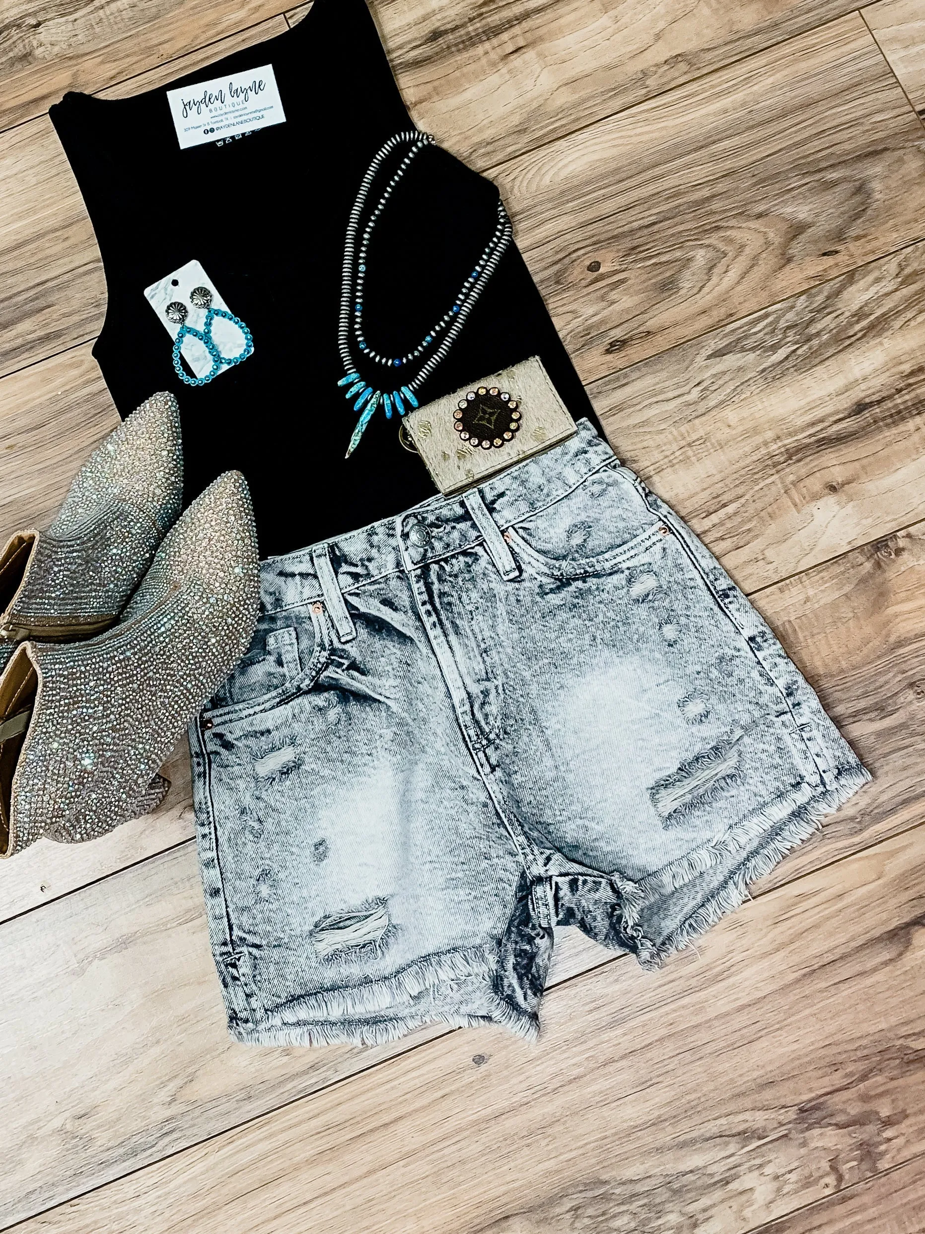 Faded Grey Mom Shorts